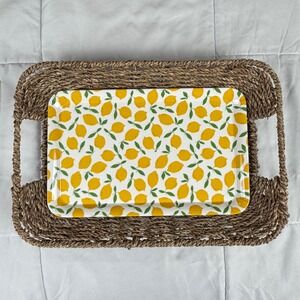 Draper James Woven Tray TTM Melamine Insert Yellow Lemon Print NEW